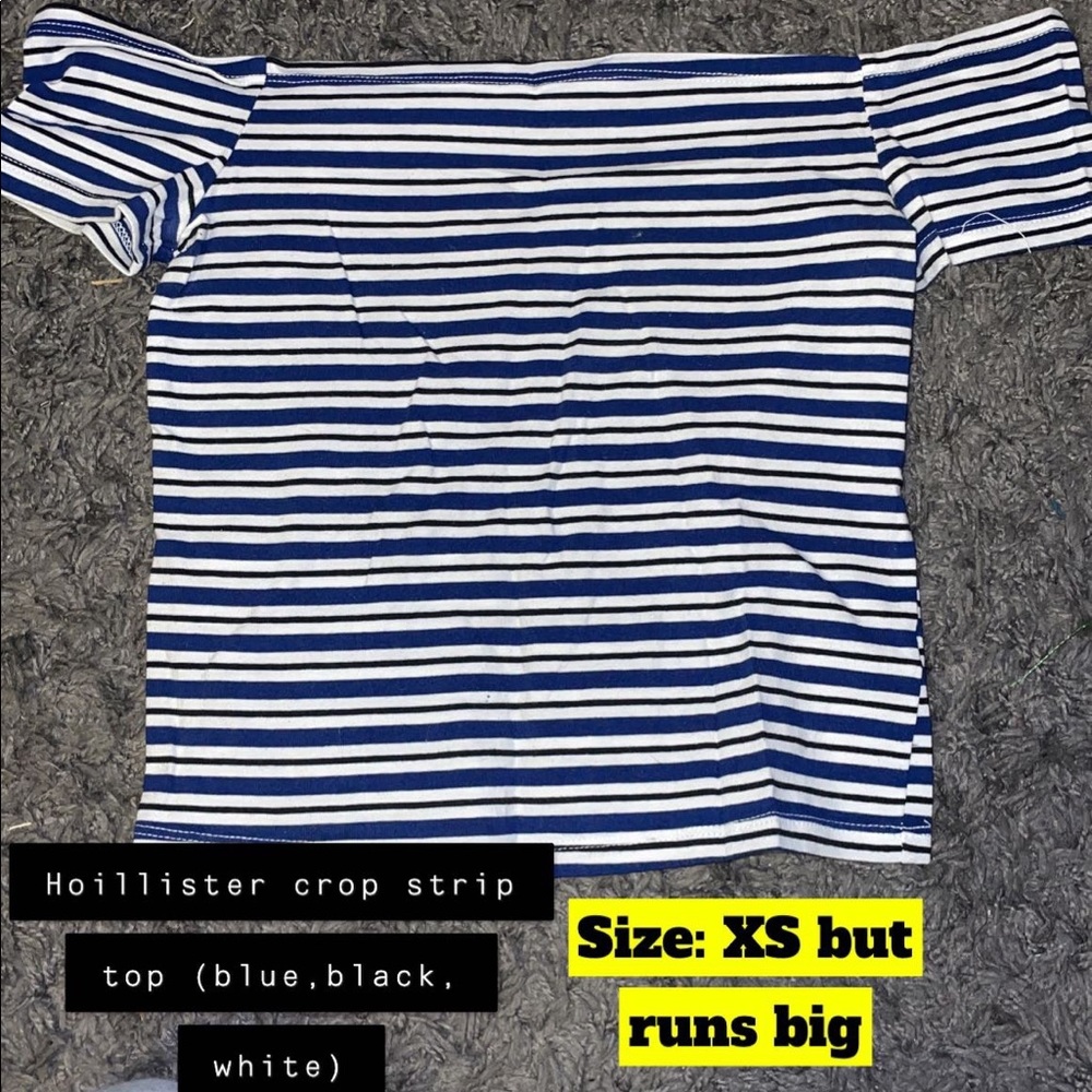 Crop blue, black, white top